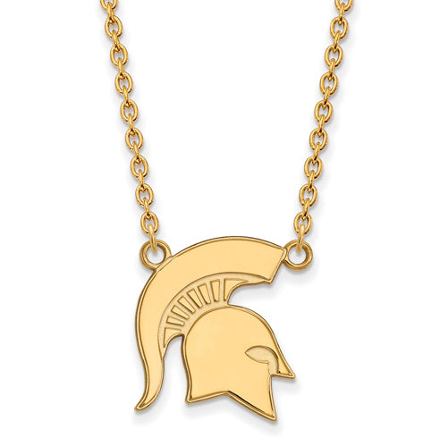 14ky Michigan State University Large Spartans Pendant w/Necklace