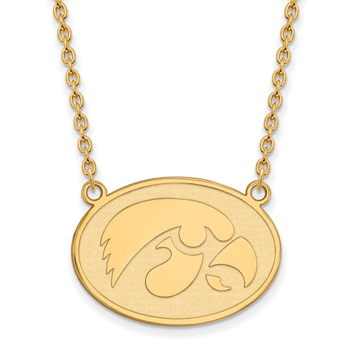 SS w/GP University of Iowa Large Pendant w/Necklace