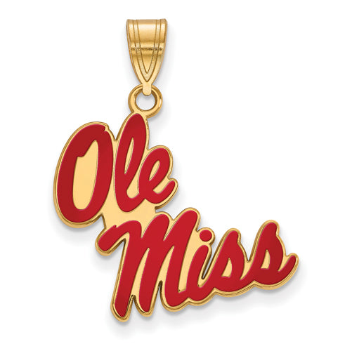 SS w/GP University  of Mississippi Large Enamel Pendant