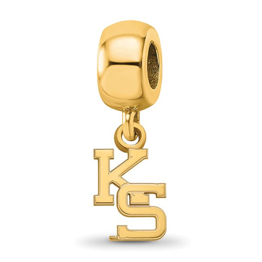 Sterling Silver Gold-plated LogoArt Kansas State University K-S Extra Small Dangle Bead Charm