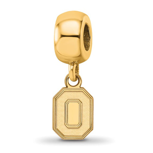 Sterling Silver Gold-plated LogoArt The Ohio State University Letter O Extra Small Dangle Bead Charm
