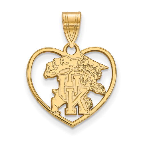 SS w/GP University of Ky U-K Wildcat Pendant in Heart