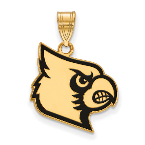 SS w/GP University of Louisville Large Enamel Cardinal Pendant