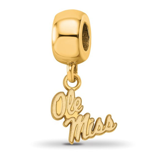 Sterling Silver Gold-plated LogoArt University of Mississippi Ole Miss Extra Small Dangle Bead Charm