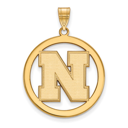 SS w/GP University of Nebraska Large Pendant in Circle