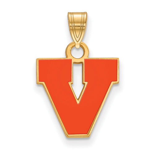 SS w/GP University of Virginia Small Enamel V Logo Pendant