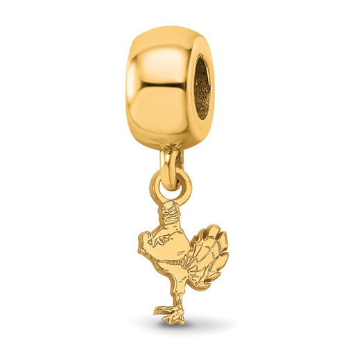 Sterling Silver Gold-plated LogoArt Virginia Tech HokieBird Extra Small Dangle Bead Charm