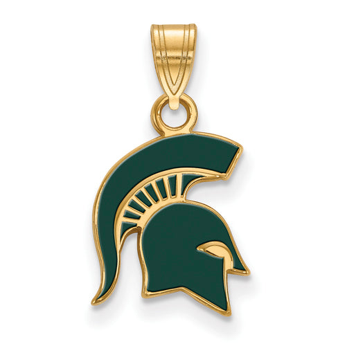 SS w/GP Michigan State University Small Enamel Spartan Pendant