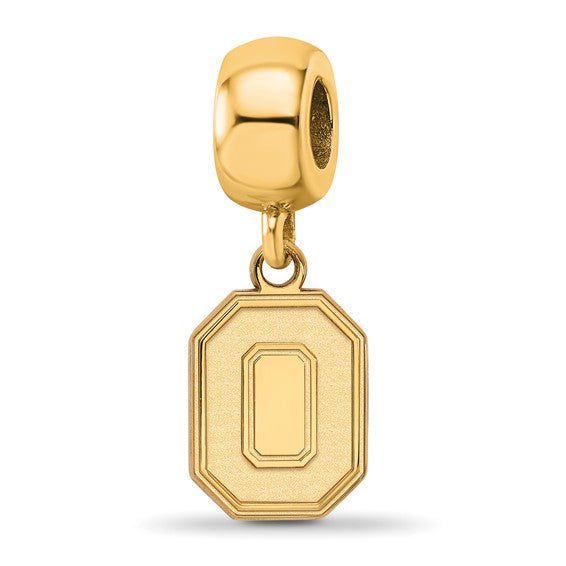 Sterling Silver Gold-plated LogoArt The Ohio State University Letter O Small Dangle Bead Charm