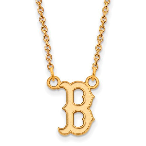 14ky MLB  Boston Red Sox Sm B Logo Pendant w/Necklace