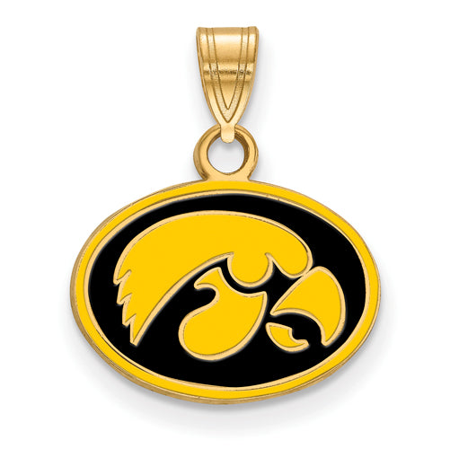 SS w/GP University of Iowa Small Enamel Pendant