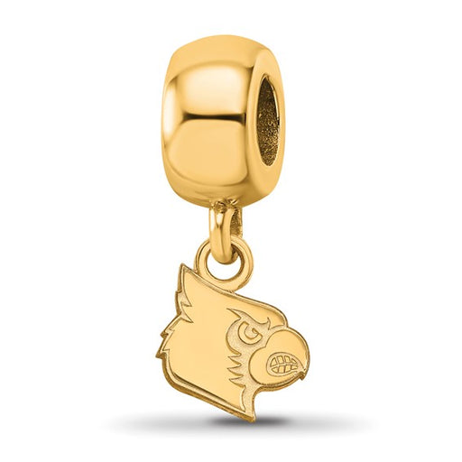 Sterling Silver Gold-plated LogoArt University of Louisville Cardinal Extra Small Dangle Bead Charm