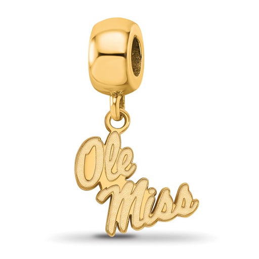 Sterling Silver Gold-plated LogoArt University of Mississippi Ole Miss Small Dangle Bead Charm
