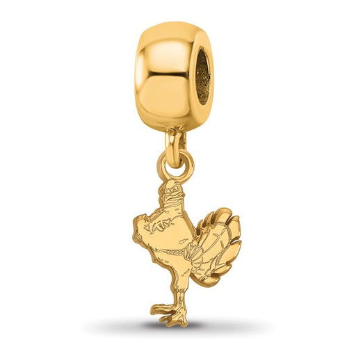 Sterling Silver Gold-plated LogoArt Virginia Tech HokieBird Small Dangle Bead Charm