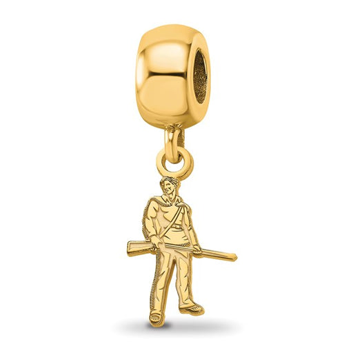 Sterling Silver Gold-plated LogoArt West Virginia University Mountaineer Extra Small Dangle Bead Charm