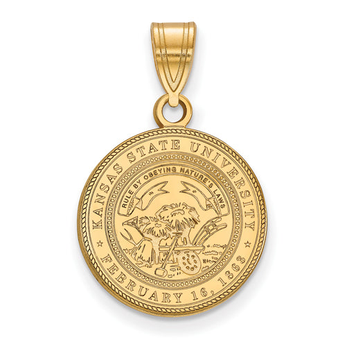 SS w/GP Kansas State University Medium Crest Pendant