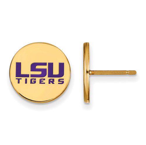 SS w/GP Louisiana State U Small Enamel Disc Earrings