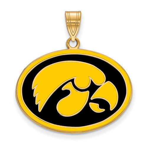SS w/GP University of Iowa Large Enamel Pendant
