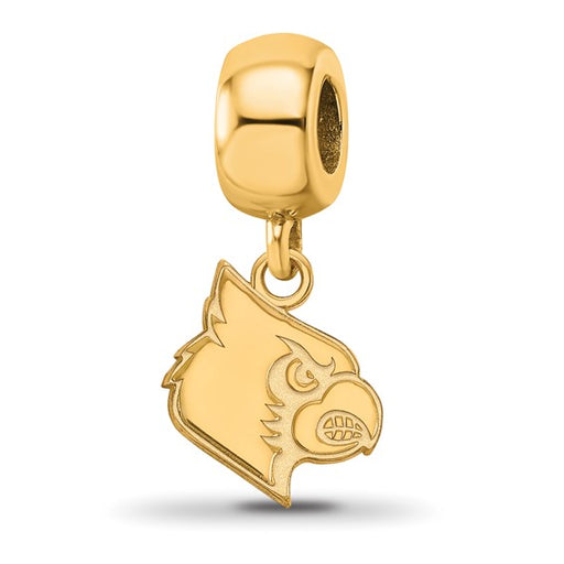 Sterling Silver Gold-plated LogoArt University of Louisville Cardinal Small Dangle Bead Charm