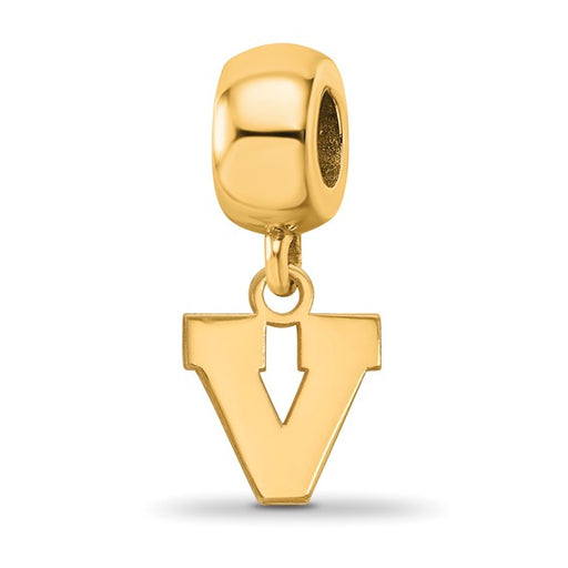 Sterling Silver Gold-plated LogoArt University of Virginia Letter V Extra Small Dangle Bead Charm