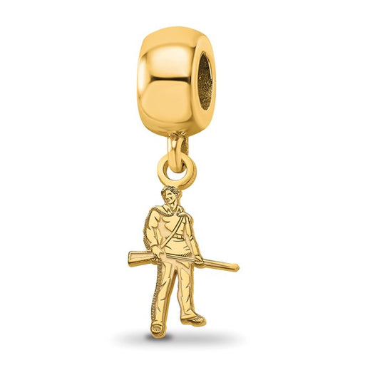 Sterling Silver Gold-plated LogoArt West Virginia University Mountaineer Small Dangle Bead Charm