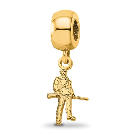Sterling Silver Gold-plated LogoArt West Virginia University Mountaineer Small Dangle Bead Charm