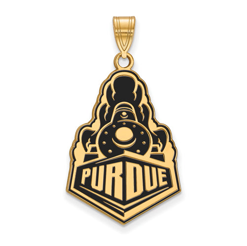 SS w/GP Purdue XL Train Logo Enamel Pendant