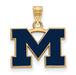Sterling Silver w/GP LogoArt Michigan (Univ Of) Small Blue Enamel Pendant