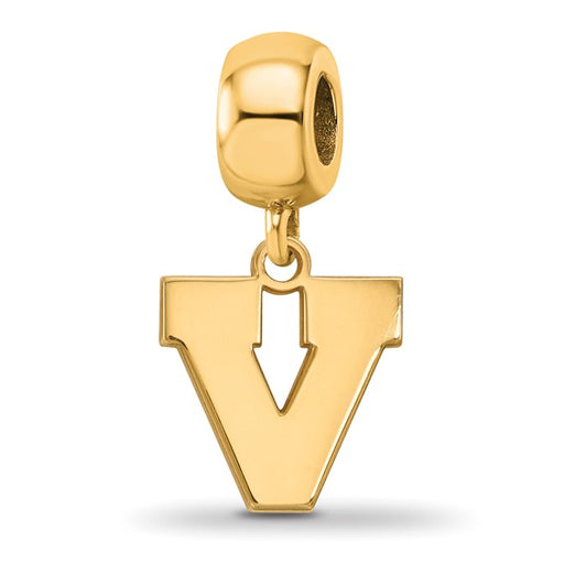 Sterling Silver Gold-plated LogoArt University of Virginia Letter V Small Dangle Bead Charm
