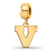 Sterling Silver Gold-plated LogoArt University of Virginia Letter V Small Dangle Bead Charm