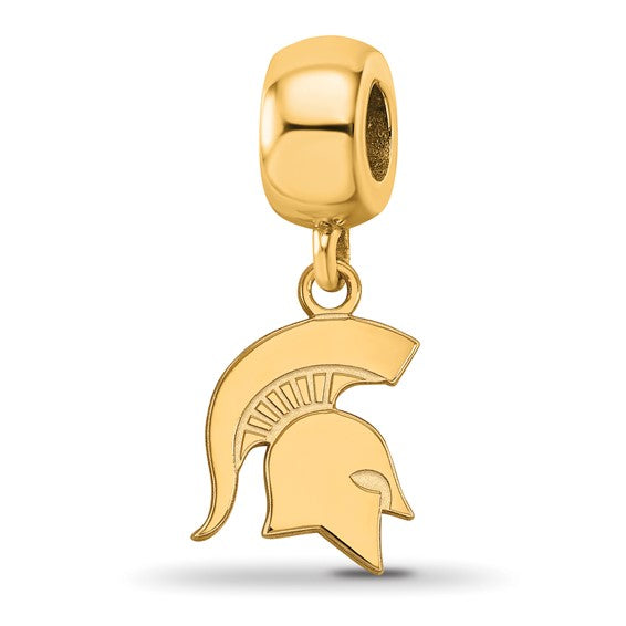 SS w/GP  Mich State University Spartan Small Dangle Bead Charm