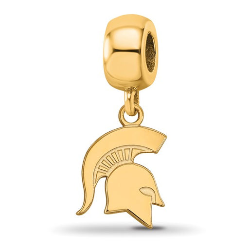 Sterling Silver Gold-plated LogoArt Michigan State University Spartan Small Dangle Bead Charm