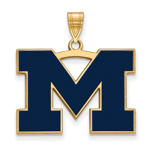 14ky University of Michigan Large Blue Enamel Pendant