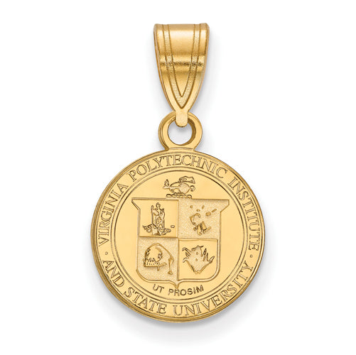 SS w/GP Virginia Tech Small Crest Pendant