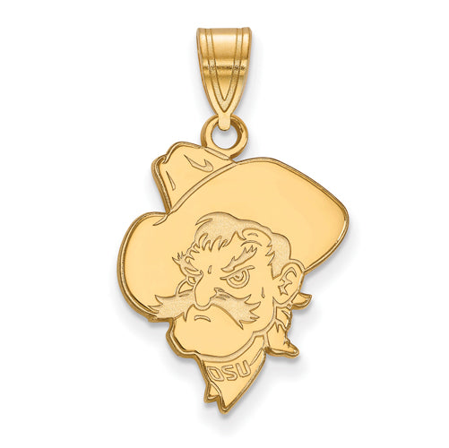 14ky Oklahoma State University Large "Pistol Pete" Head Pendant