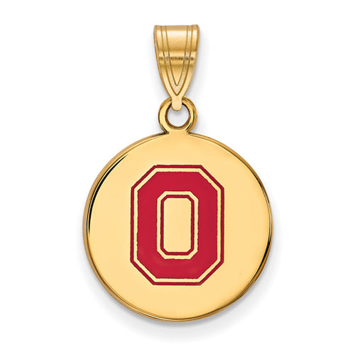 SS w/GP Ohio State U Medium Enamel Athletic "O" Disc Pendant