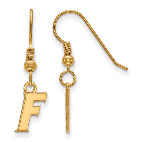 SS w/GP University of Florida XS Letter F Dangle Wire Earrings