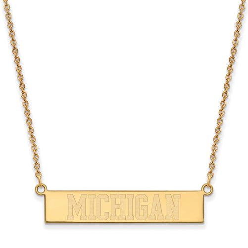 SS w/GP University of Michigan Small Bar Necklace