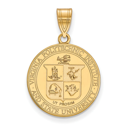 SS w/GP Virginia Tech Large Crest Pendant