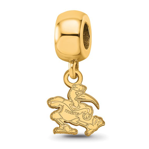 Sterling Silver Gold-plated LogoArt University of Miami Florida Sebastian Extra Small Dangle Bead Charm