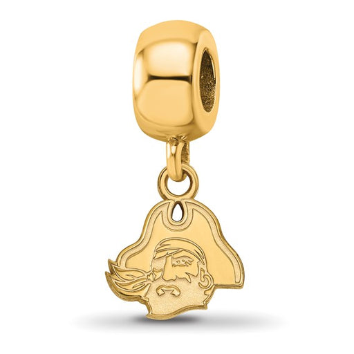 Sterling Silver Gold-plated LogoArt East Carolina University Pirate Extra Small Dangle Bead Charm