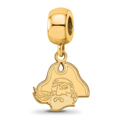 Sterling Silver Gold-plated LogoArt East Carolina University Pirate Small Dangle Bead Charm