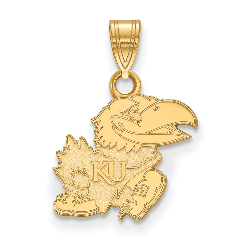 10ky University of Kansas Small Right Jayhawk Pendant