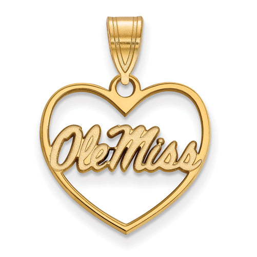 SS w/GP University  of Mississippi Pendant in Heart