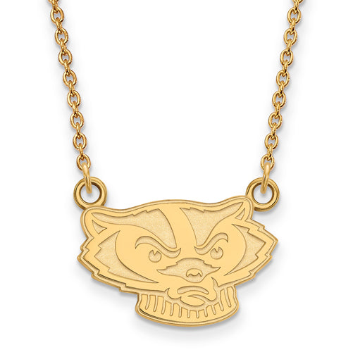10ky University of Wisconsin Small Badgers Pendant w/Necklace