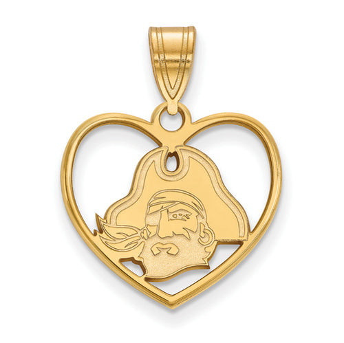 SS w/GP East Carolina University Pendant in Heart