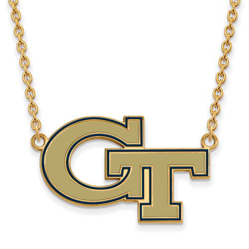 SS w/GP Georgia Institute of Tech Lg Enl Pend w/Necklace