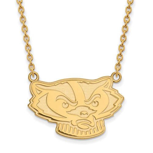 10ky University of Wisconsin Large Badgers Pendant w/Necklace