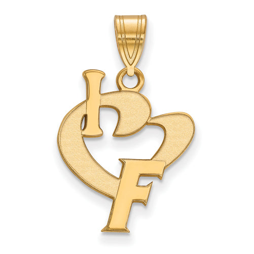 SS w/GP University of Florida Large I Heart F Pendant