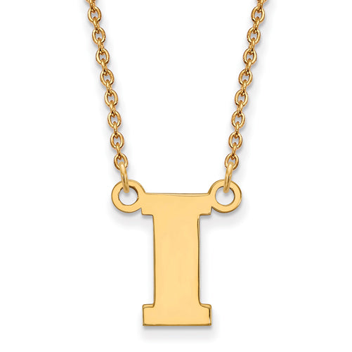 SS w/GP University of Iowa Small I Pendant w/Necklace